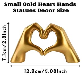 starfa lab Gold Heart Hands Sculpture Decor for Living Room Bookshelf Table Modern Love Finger Statue Home Decor Wedding Office Desk Black and Gold Accent Small Shelf Decor Knick Knacks
