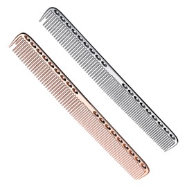 2 Professional Hairdressing Combs, Multifunctional Styling Comb, Sparse and Fine Density Hair Combs, Aluminium Hairdressing Tools, Suitable for Salons and Families (Silver, Rose Gold)