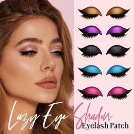 Lazy Eye Shadow Eyelash Patch, 2025 New Eyeshadow Eyelash Stickers,Contains false eyelashes, eye shadow, eyeliner, 3-in-1 Self-Adhesive Reusable, suitable for parties and dances (2Pairs Green)