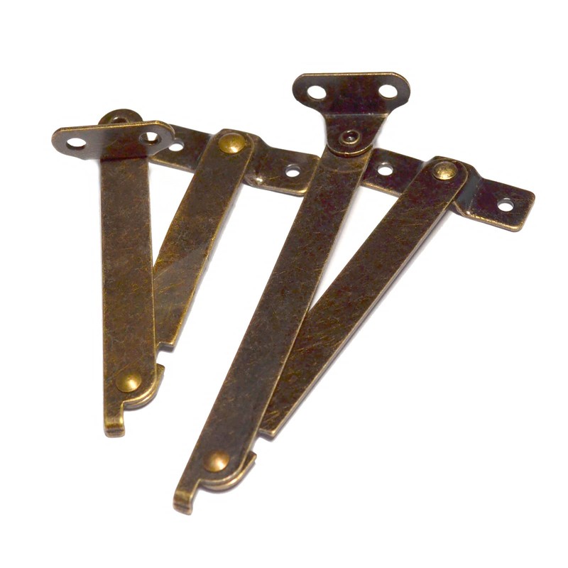 4 Pcs Bronze Lid Folding Support Hinges Brass Lift Up