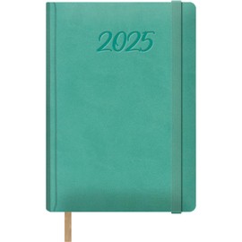 Dohe - 2025 Diary - Day by Page, A5 Size (15 x 21 cm), 12 Months January to December, Leatherette Hardcover, Planner in Spanish, Office Supplies - SAMBA Mint Green