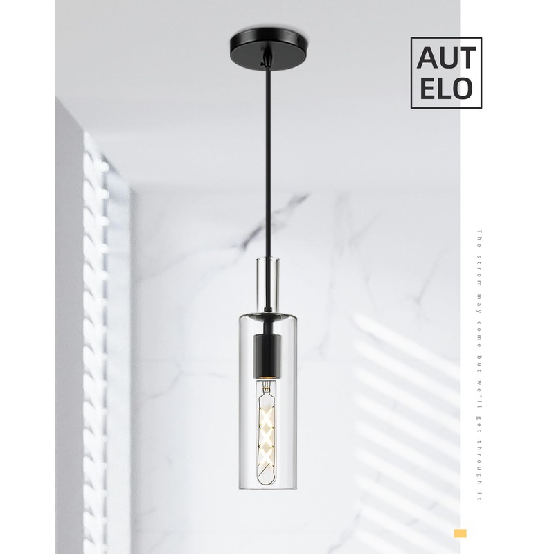 AUTELO 2 Pack Pendant Lights Kitchen Island, Modern Black Pendant
