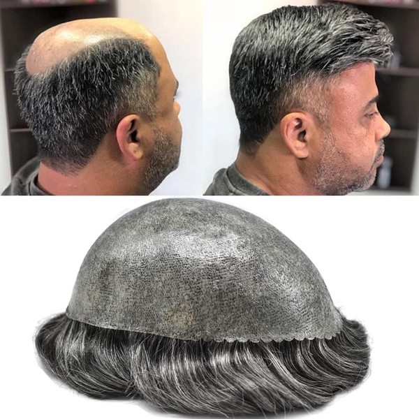Healthlif Full PU Toupee for Men Human Hair Piece Durable
