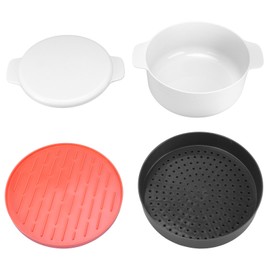 Multifunctional Round Rice Steaming Box Microwave Oven Special Lunch Box for Home Kitchen