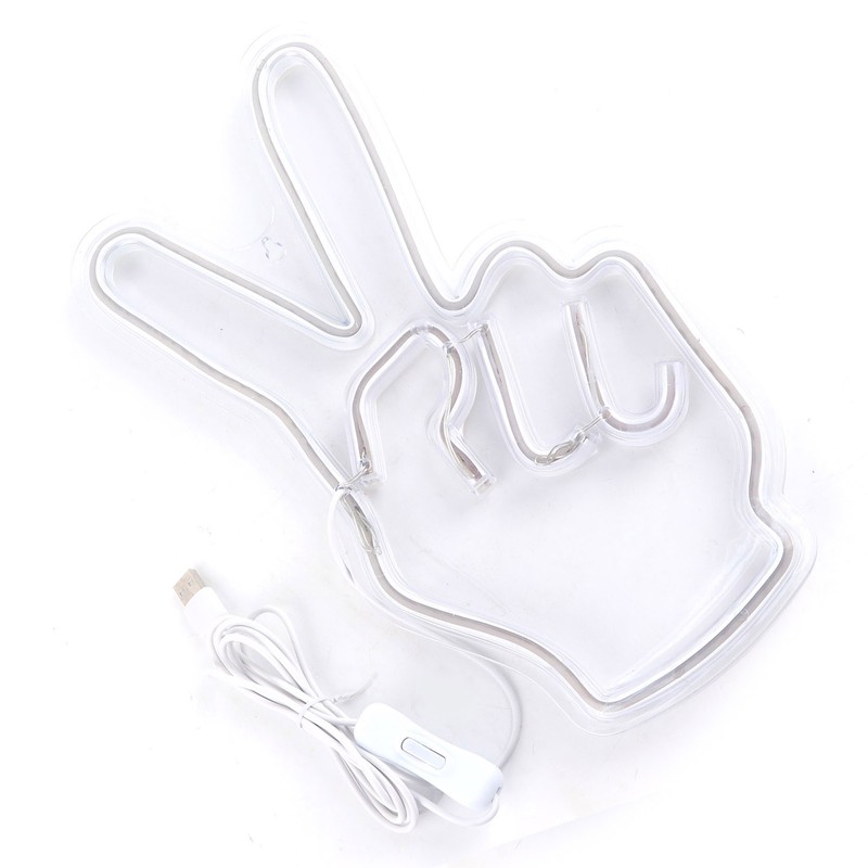 Neon Sign Light Innovative Victory Gesture Decorative Lamp USB Powered