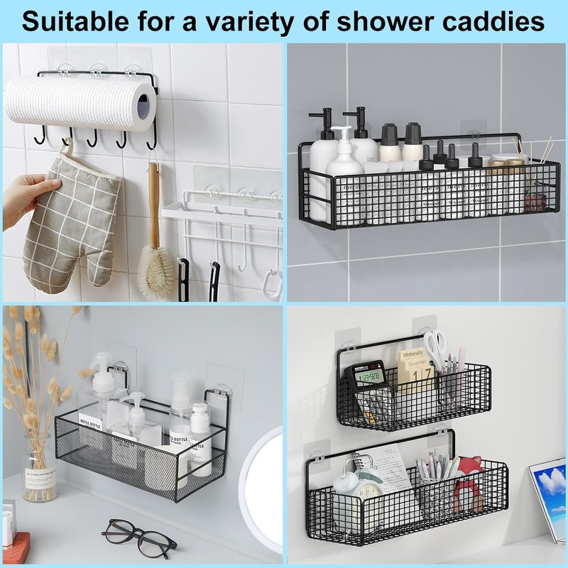 SUZLFTDZSW Shower Caddy Adhesive Replacement, Strong Adhesive Sticker Hooks for