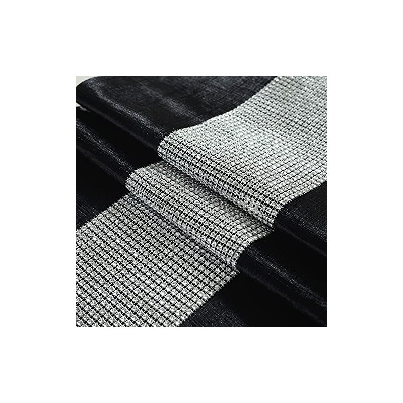 Deggodech Black Table Runner 180 cm Glitter Table Runner Silver