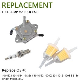 TXRXIZ 1014523 Fuel Pump, Compatible with Club Car Gas Golf Cart DS & Precedent (1984-UP) 290FE 350FE Kawasaki Engines Club Car Replacement Kit, Repalce OEM 1014524, 49040-2067, FP002, S 5136