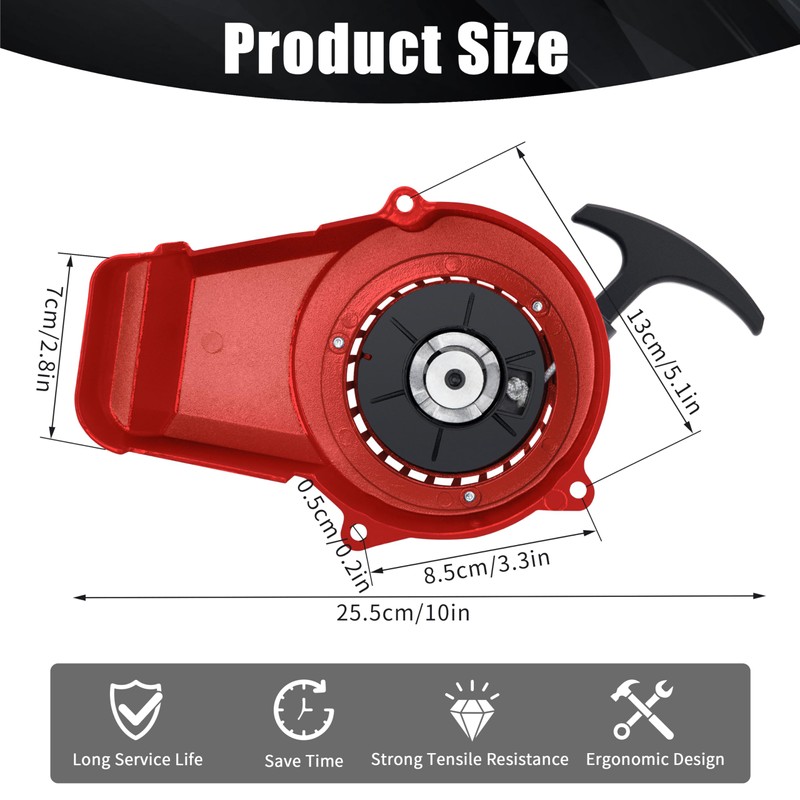 Tunejoy Pull Starter Motorcycle Recoil Starter Pocket Bike Aluminium Easy
