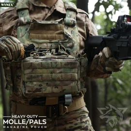 WYNEX Tactical Mag Admin Pouch, Molle Utility Tool Pouch EMT Organizer with Triple Stacker Magazine Holder for M4 M16 Canada Patch Included