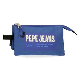 Pepe Jeans Darren Triple Case Blue 22x12x5 cm Polyester, Blue, Triple Case