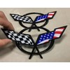 Front Nose & Rear Deck Lid Crossed Flags Emblems Car