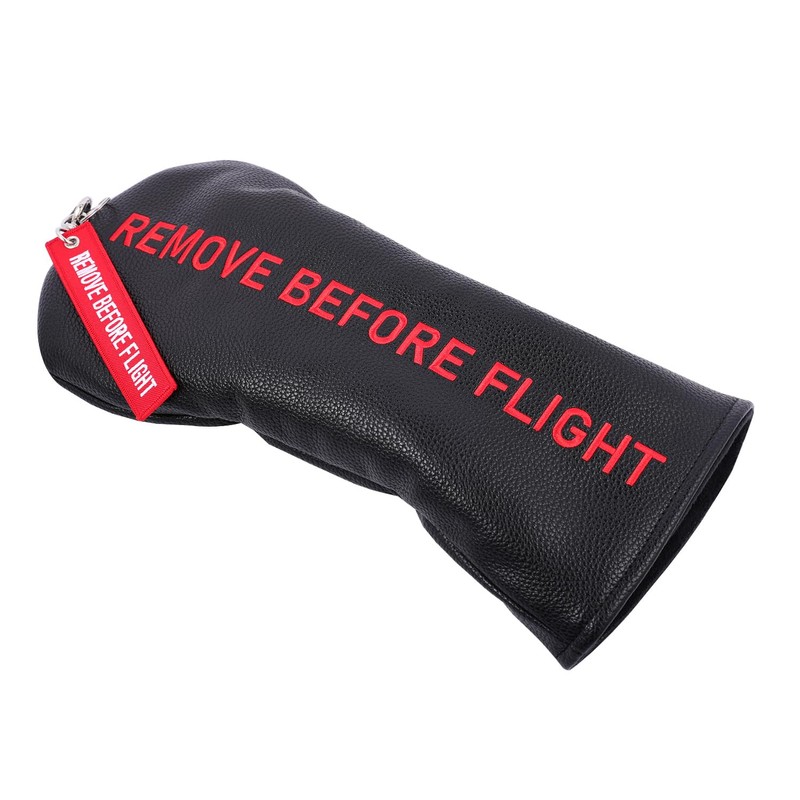 SHABIER Black Golf Head Cover with Red Remove Before Flight