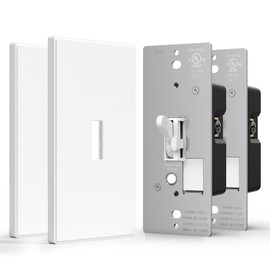 AIDA Digital Toggle Dimmer Switch for Dimmable LED, CFL & Incandescent Bulbs, Single Pole/3-Way, Screwless Wall Plate Included, UL Listed, No Neutral Wire Needed, Matte White (2 Pack)