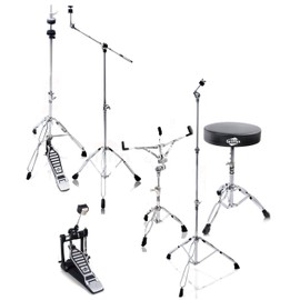 Griffin 6 Piece Drum Hardware Pack (Percussion TiltPro X Edition) – Full Stand Kit with Snare, Hi-Hat, Cymbal Boom, Kick Pedal & Throne for Gigs or Studio