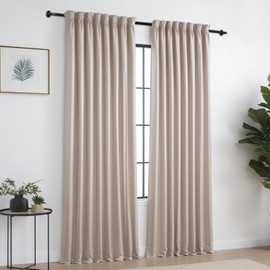 H.VERSAILTEX Wrap Around Black Curtain Rod for Windows 18.5 to 88.5 Inch, 3/4 Inch Adjustable Heavy Duty Blackout Curtain Rods Telescoping Curved Drapery Rods for living room Inoor/Outdoor