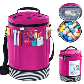 MYBAGZING Expandable Crochet Bag-Knitting Bag Yarn Storage Organizer - Yarn Bag and Crochet Tote, Yarn Holder for Crocheting, Crochet Accessories, Suppliers, Needles with Zipper Closure-Ideal Gift