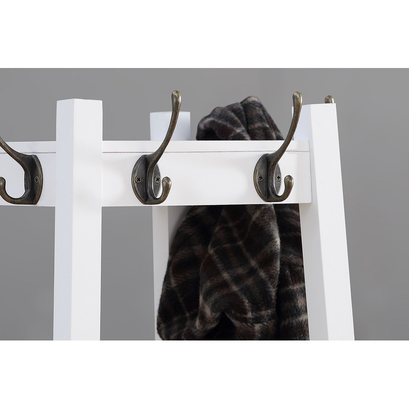 Roundhill Furniture Vassen Coat Rack with 3-Tier Storage Shelves, White