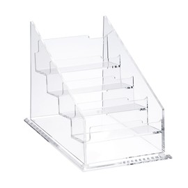 SUMNACON Acrylic Clear Business Card Holder, 4 Tier 4 Pocket Name Card Display Stand Desktop Business Card Stand Clear Index Card Display Organizer for Office Business Desk