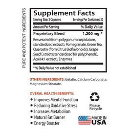SPORT NUTRITION & VITAMINS Skin care supplement - RESVERATROL SUPPORT - Active aging enhancer 2 Bottles