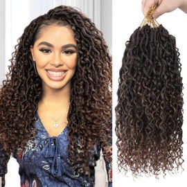 Vemet Goddess Locs Crochet Hair 18 Inch 9 Packs Synthetic Faux Locs Crochet Hair for Black Women, River Locs Hair Extensions Style Pre looped Crochet Locs with Curly Ends