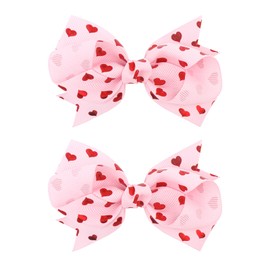 YanJie Valentine's Day Hair Bow Clips Love Heart Hair Clips Red Pink Bowknot Hair Barrettes Heart Lip Print Boutique Alligator Clips for Toddler