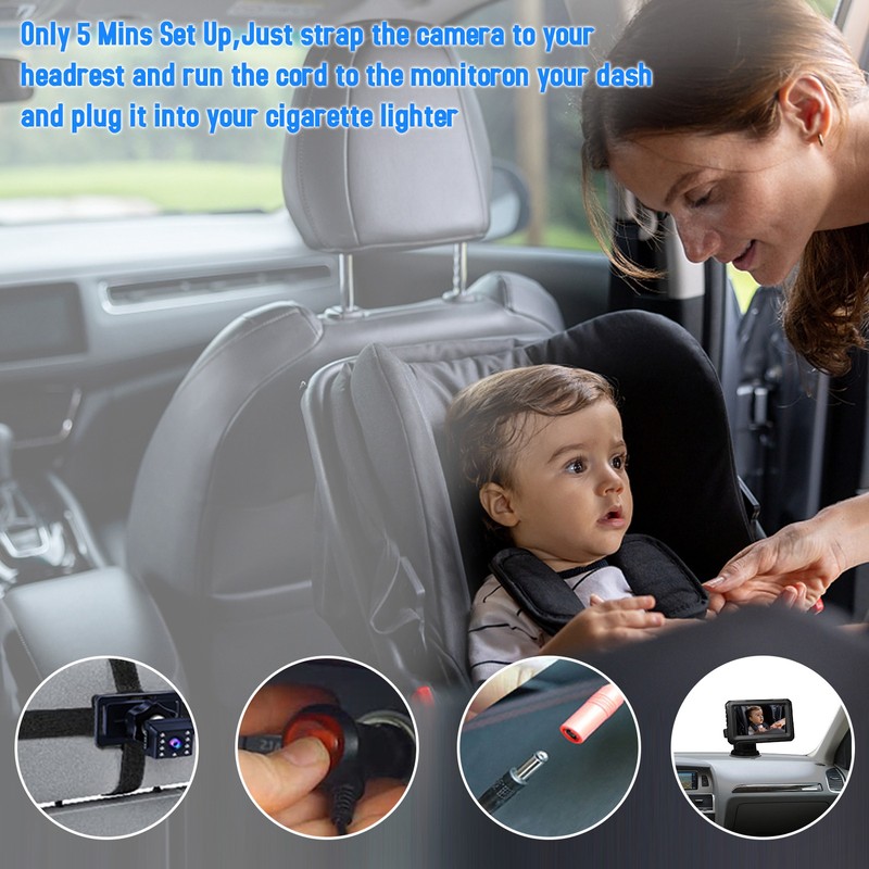 Baby Car Mirror 1080P Baby Camera with 4.3'' IPS Screen