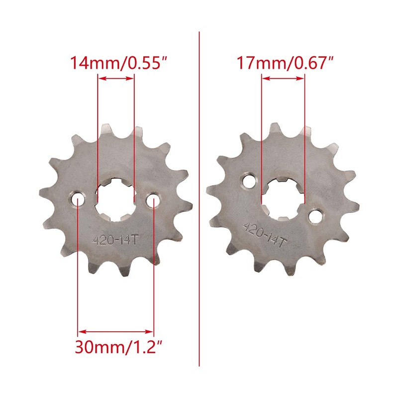 Enwye 420-14T Front Sprocket 17mm Bore for 50cc 70cc 90cc