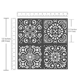 CrafTreat Moroccan Stencils for Painting on Wood, Wall, Tile, Canvas, Paper and Floor - Moroccan Tiles Stencil - 12 x 12 Inches - Reusable DIY Art and Craft Stencils