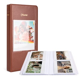 MUZIRI KINOKOO 64 Pockets Photo Album for Fuji Instax Wide 210/Wide 300/Wide 400 Camera, PU Leather Photo Album for 5 Inch Films, Collection Souvenir Album Book for Wide Series Instant Camera - Brown