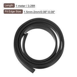 QUARKZMAN U-Channel Edge Protection, 1 Metre Length Rubber Protection Strip Edge Protection Flat Profile Suitable for 1.5-2 mm Edges (15/64" W x 25/32" H) Black