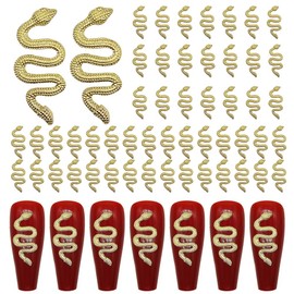 WOKOTO 50pcs Black Snake Nail Charms For Acrylic Nails 3d Nail Charms For Women Girls Nail Art Jewelrys Snake Charms For Nails Black Nail Charms 3d Nail Decorations For Nail Art Studs Nail Art