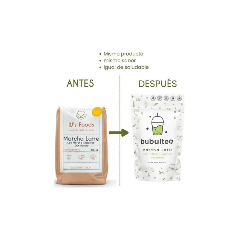 Matcha Latte Orgánico Sin Azúcar 500 Gr