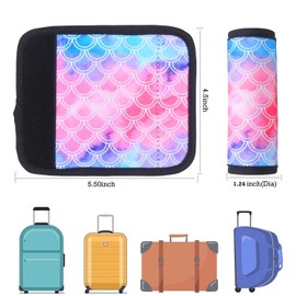 XioioiX Luggage Handle Wrap for Suitcase-Printed Bright Neoprene Luggage Tags/Grips/Identifiers/Markers/Covers/Gripper for Suitcases Carry On Bags 5 Packs (Mermaid-5 Packs)