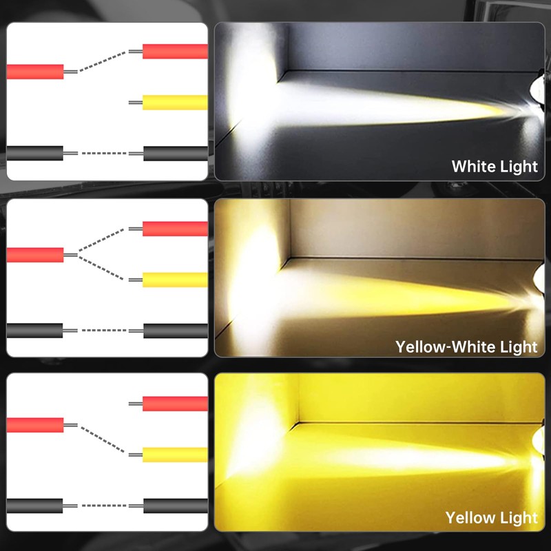 Windance 2 Pack,Motorcycle LED Spotlight Hi/Lo Beam Yellow White Driving