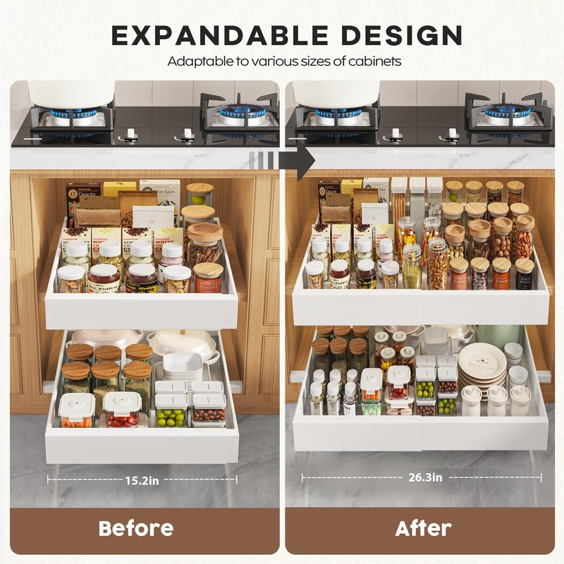 Seinloes 2 Pack Pull Out Cabinet Organizers 21" Deep With