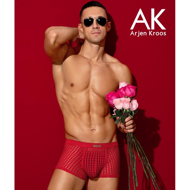 Arjen Kroos Mens Boxer Briefs Breathable Hot Mesh Underwear