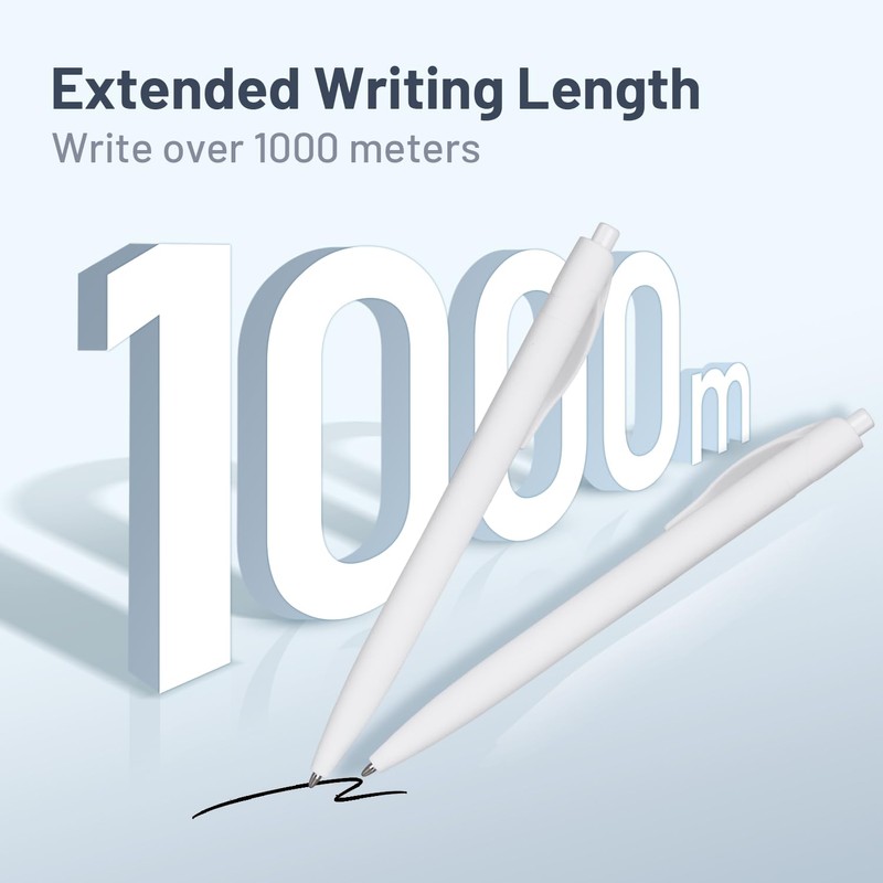 Wiaziert BallPoint Pens, 50 Pack (BLACK Ink),Bulk Pens, White Barrel,Click
