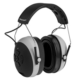 Bluetooth Hearing Protection NRR 25dB Integrated Microphone,Hands-Free Noise Cancelling Headphone with Soft Gel Ear Pads,Rechargeable Safety Earmuffs for Mowing,Workshop Working(Gray)