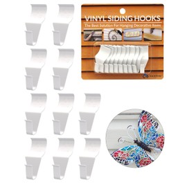 Vinyl Siding Hooks Hanger (White 10 Pack) | Vinyl Siding Hooks for Hanging Outdoor Deck Decor, No Drill Vinyl Siding Clips for Hanging Outside Home or Holiday Decor