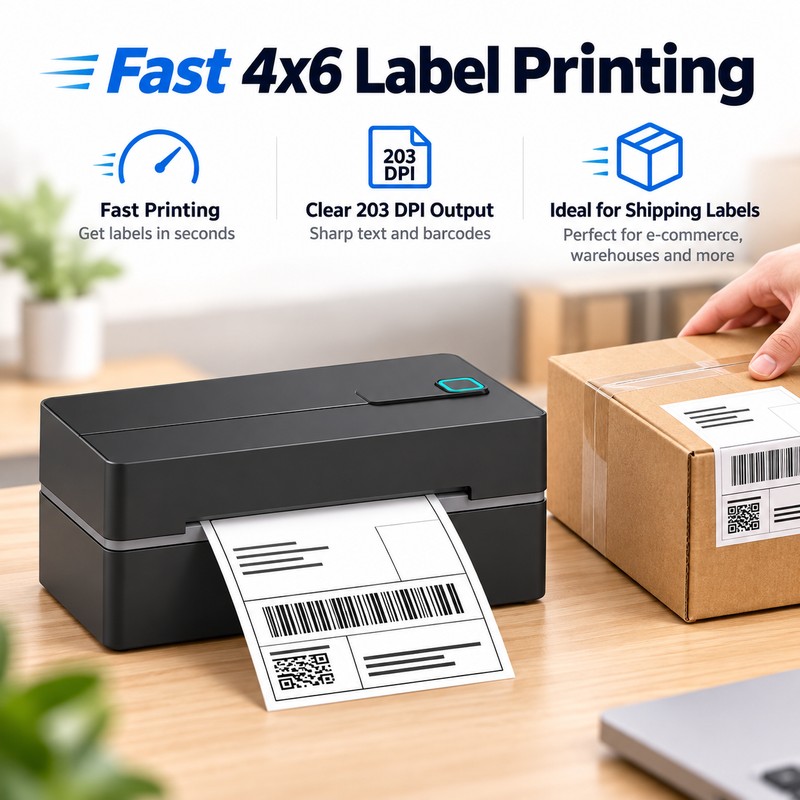 4×6 Thermal Label Printer for Shipping Labels – 203 DPI