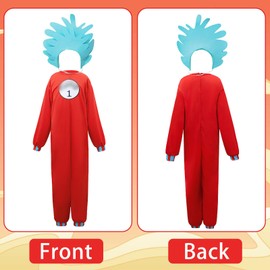 Amycute Dr. Seuss Thing 1 and Thing 2 Costume Kids Red, World Book Day Costumes Fancy Dress for Boys and Girls