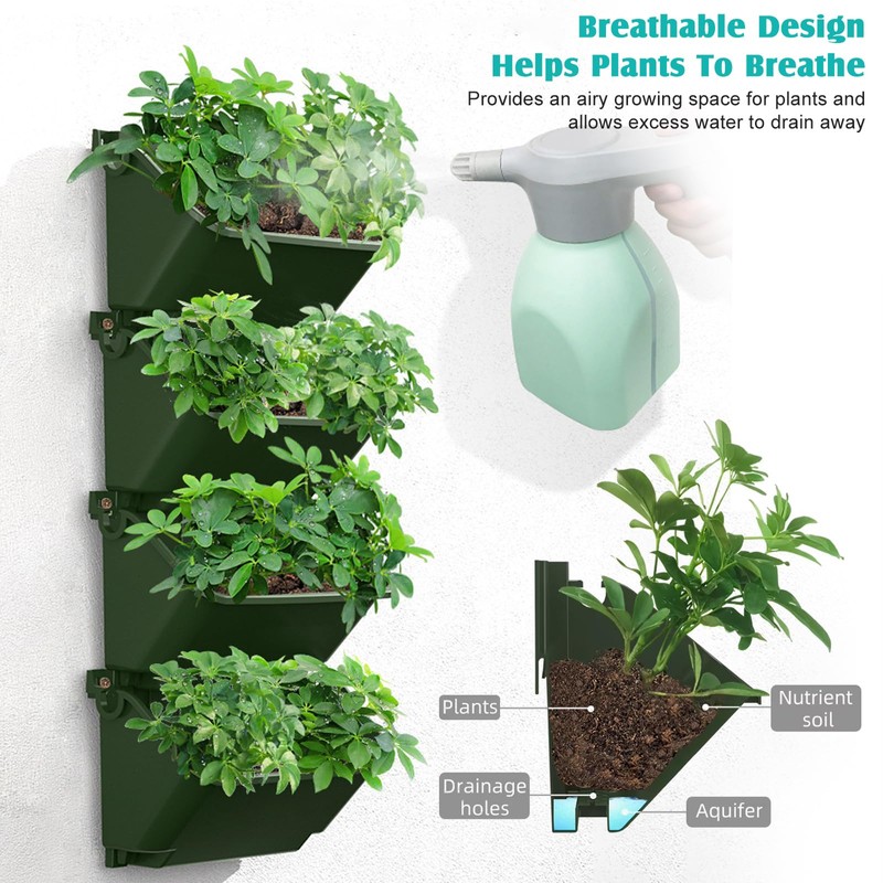 Gatyagff Vertical Wall Planter, 4 Packs Self Watering Wall Planters