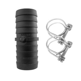 32mm (1.25") corrugated flexible pond pipe repair joiner/connector/hydroponics fitting+2 x double wire hose clips