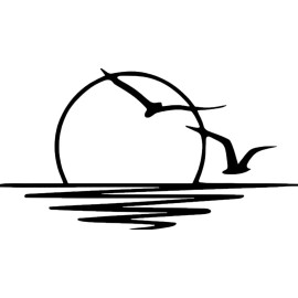 Signage Cafe Sunset Water Birds Two 5" Indoor Removable Matte Black Vinyl Wall Mirrors