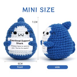 HUKUMA Positive Gifts Shark Cuddly Toy, Crochet Emotional Support Gift, Positive Crochet Shark, Pocket Hug for Best Friend, Cute Stuff, Small Support Animal, Crochet for Shark Lovers