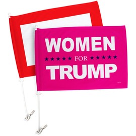 Trump Flag Women for Trump Car Flags Pack + Blue Star Banner Military Veterans Armed Forces Memorial Vehicle Auto Window Decor Bandera Outdoor Pole Accessories, Made in USA
