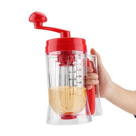 Handheld Manual Pancake Cupcake Batter Mixer Hand Crank Waffles Batter Dispenser Blender Baking Tool for Home Kitchen