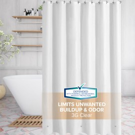 SlipX Solutions Protected Shower Curtain Liner, 5G Thicker Liner, 70"x72", White