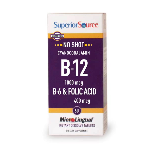 Superior Source No Shot B6/B12/Folic Acid Nutritional Supplements, 60 Count
